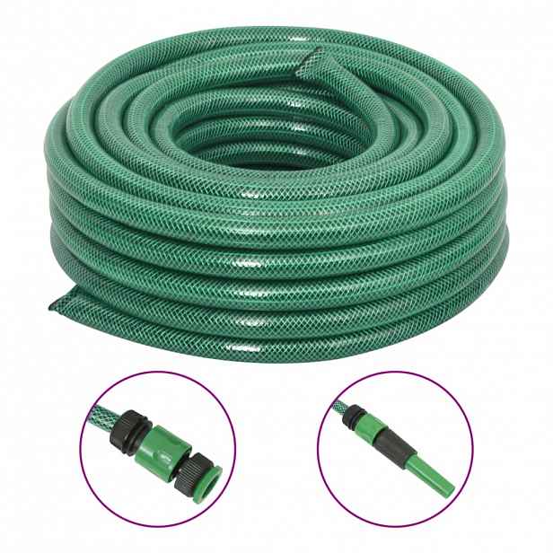 vidaXL Zahradní hadice se sadou koncovek zelená 0,75" 50 m PVC