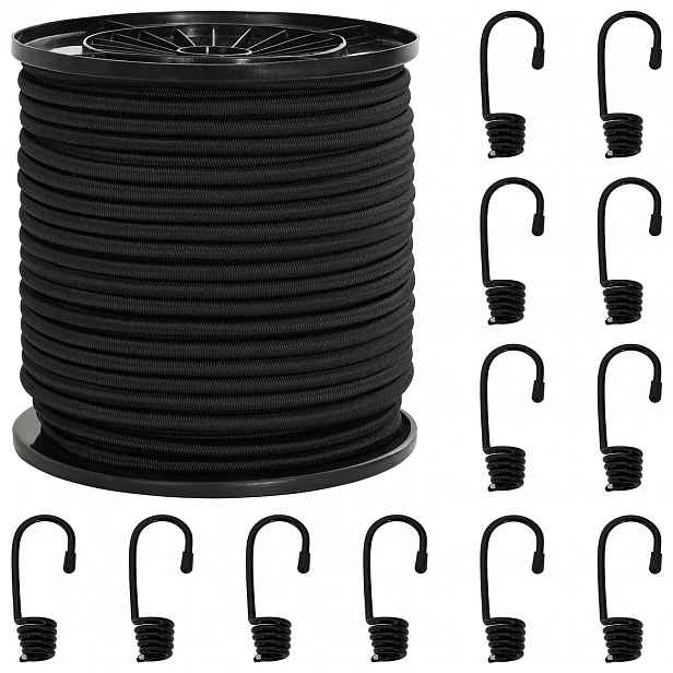 vidaXL Bungee šňůry s háčky 4 mm Černá PP a guma