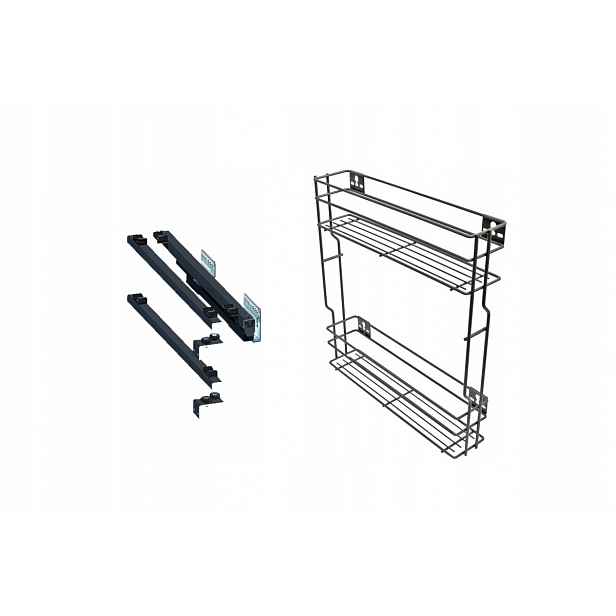 Cargo koš do skříňky pravý 15 cm 150 Grafit 2p Rejs Push s plným výsuvem