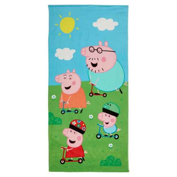 Dětská plážová osuška PEPPA PIG 70x140 cm barevná, 100% bavlněný velur