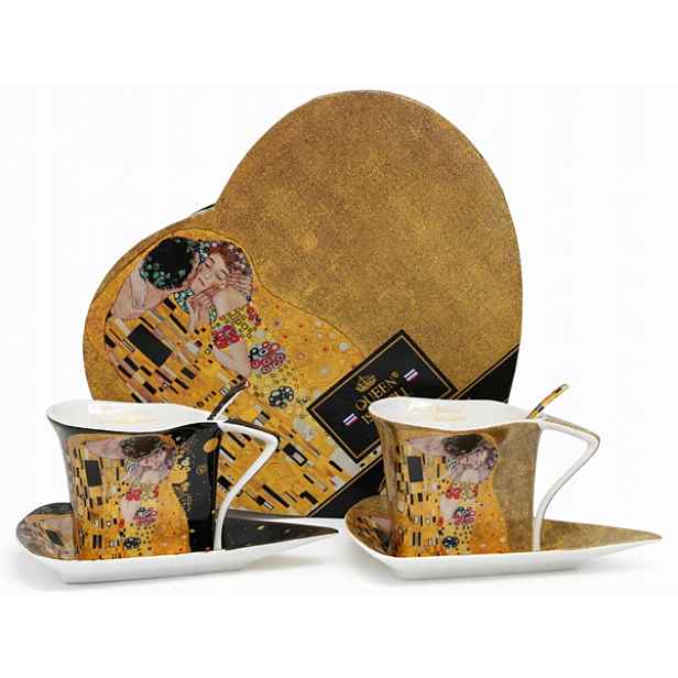 Luxusní sada šálků lžiček Gustav Klimt 2+2 Sada porcelánu