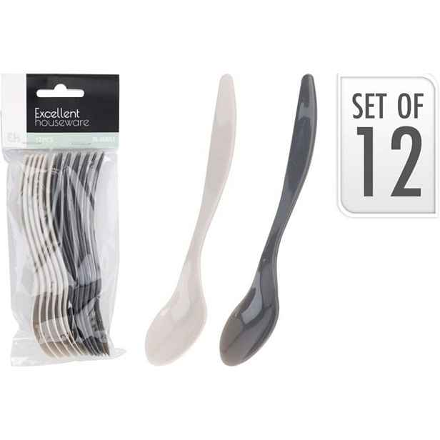 lžíce 14cm káva, sada 12ks, 2barvy, plast
