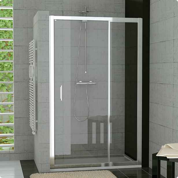 SanSwiss TED 1400 50 07 Jednokřídlé dveře s pevnou stěnou v rovině 140 cm, aluchrom/sklo