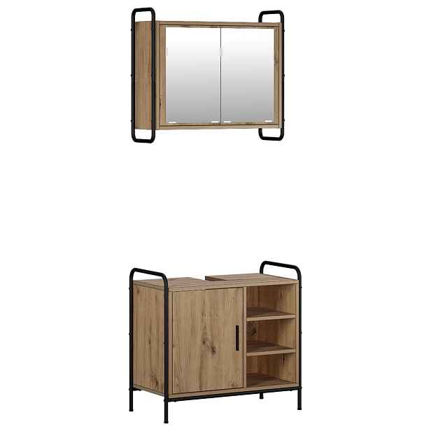 vidaXL Sada koupelnových skříněk 2 ks Dub artisan 65,5 x 34 x 61 cm