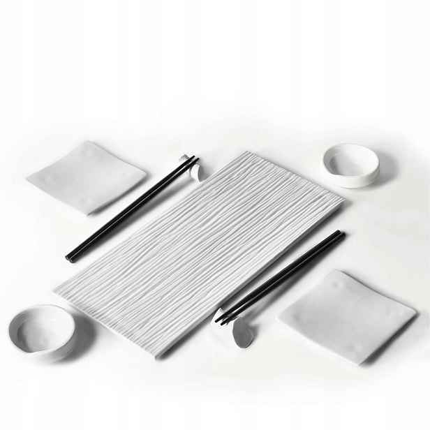 Ćmielów Design Studio Sushi set Zen 7 ks bílý – pro 2 osoby