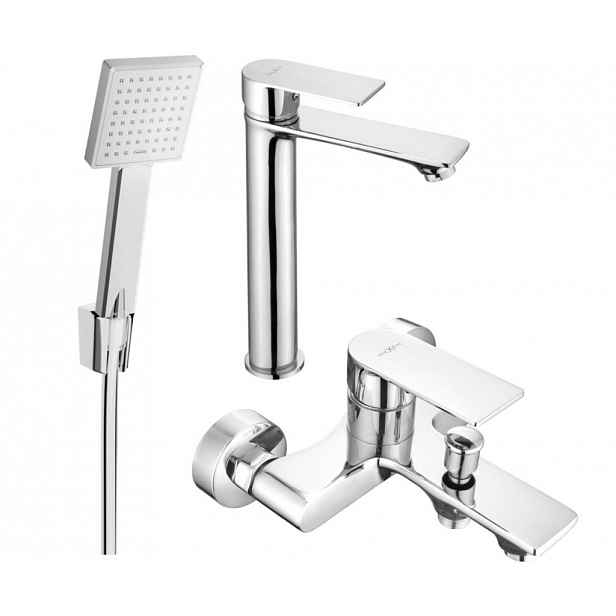 MEXEN - Royo R45 Set umyvadlové a vanové baterie s příslušenstvím, chrom 72213R45-00