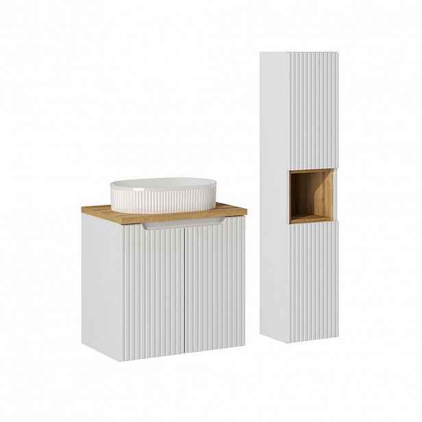 Petits-meubles KOUPELNOVÝ NÁBYTEK 60cm Riva 2er-Set Bílá a dřevo