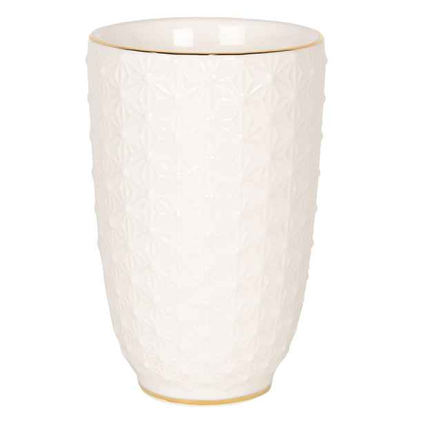 Porcelánový kelímek na zubní kartáčky se zlatým pruhem  - Ø 7*12 cm Clayre & Eef