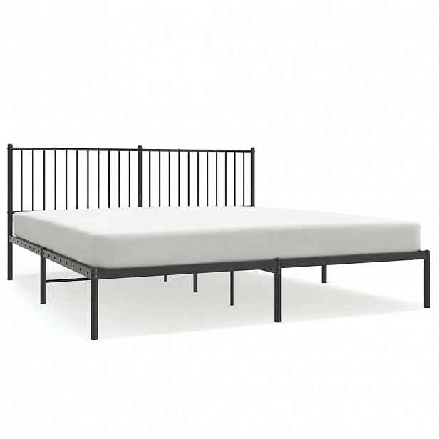vidaXL Kovový rám postele s čelem černý 183 x 213 cm