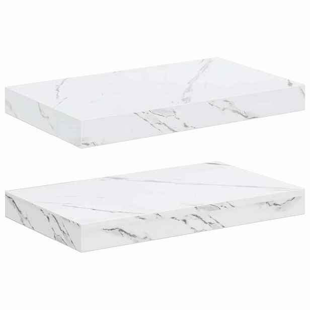 vidaXL Nástěnná polička 2 ks Bílý mramor 40 x 23,5 x 3,8 cm