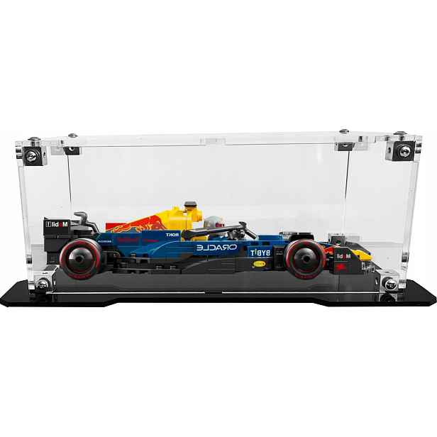 Vitrína s černou základnou pro stavebnici Lego 77243 Formule F1 Oracle Red Bull