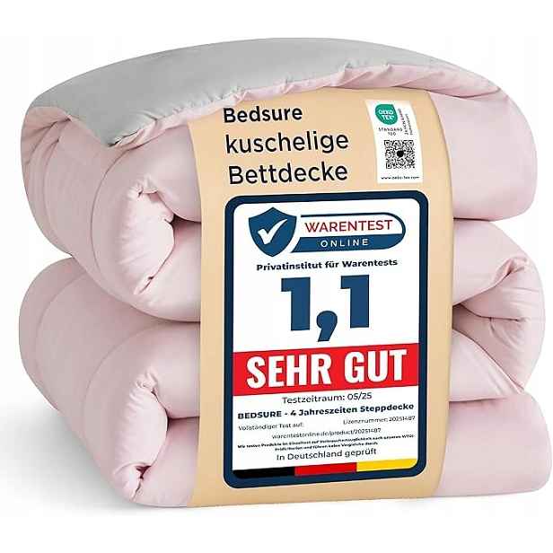 Bedsure Přikrývka 135x200 4 Roční Období Oeko-TEX Růžovo-šedá