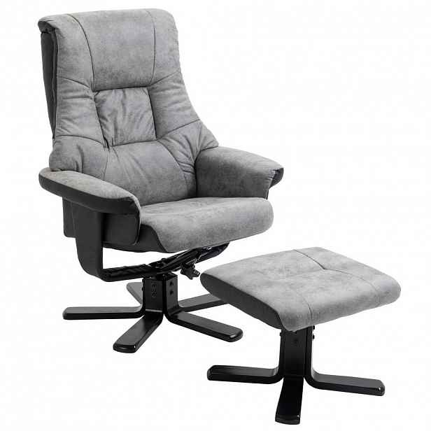 Redom RELAXAČNÍ křeslo 78/82,5/109 cm otočné, polohovací s podnožkou, polyester, Šedá