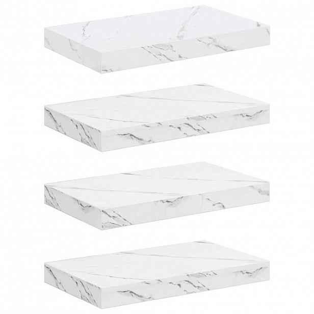 vidaXL Nástěnná polička 4 ks Bílý mramor 40 x 23,5 x 3,8 cm