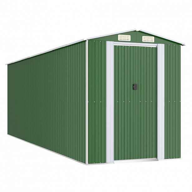 vidaXL Zahradní kůlna zelená 192x606x223 cm pozinkovaná ocel