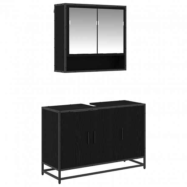 vidaXL Sada koupelnového nábytku 2 ks Černý dub 90 x 33 x 60 cm