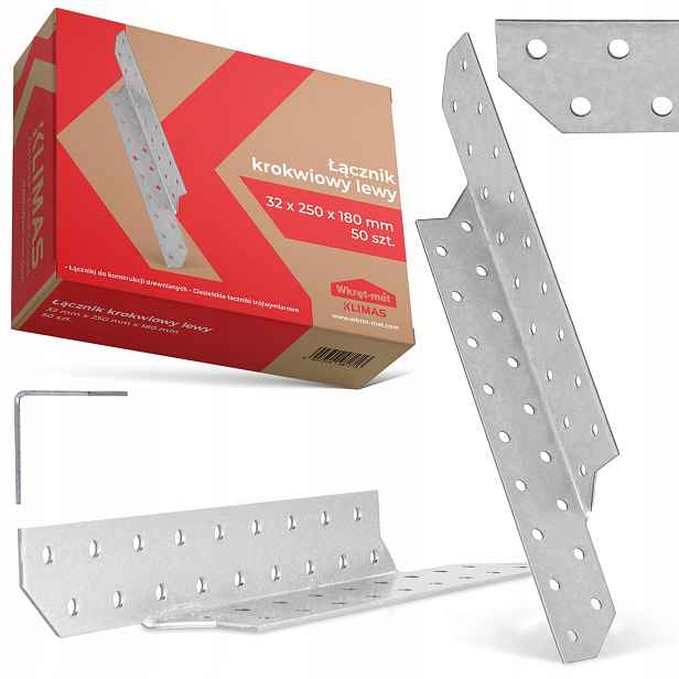 50x Tesařský Krokvový Spojovač 32x250x180 Levý Přední Úhelník St 1K-P