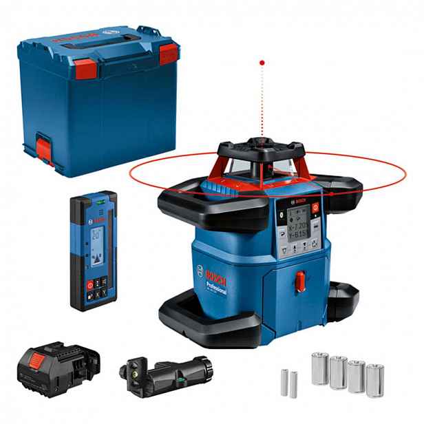Bosch - Rotační laser, dosah 600 m, baterie, s příslušenstvím 0601061F01