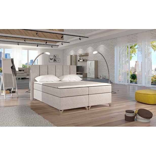 Boxspring Basilio Rozměr: 160 x 200 cm, látka: Dora 21, Varianta: S LED osvětlení