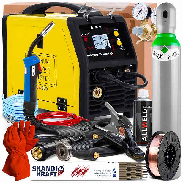 Svařovací Stroj Magnum Mig 208 Alu Synergie 230V 200A Tig Lift Mma Flux 2T/4T 2R