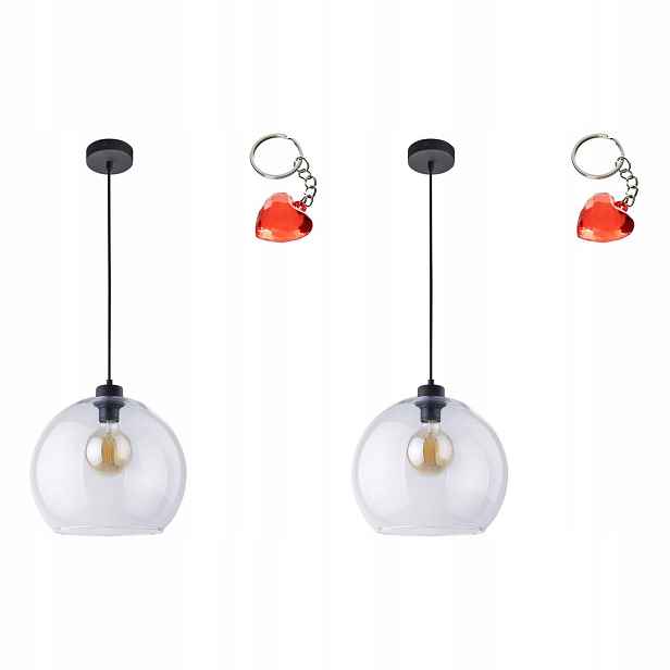 Tk Lighting Sada 2x Převis Stropní Svítidlo Cubus Černá Sklo Kov E27