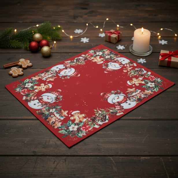 Vánoční dekorační ubrousek XMAS PARTY červený 32x45 cm