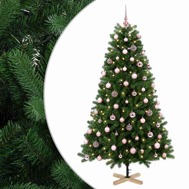 vidaXL Umělý vánoční stromek s vánočními koulemi 240 cm 300 LED
