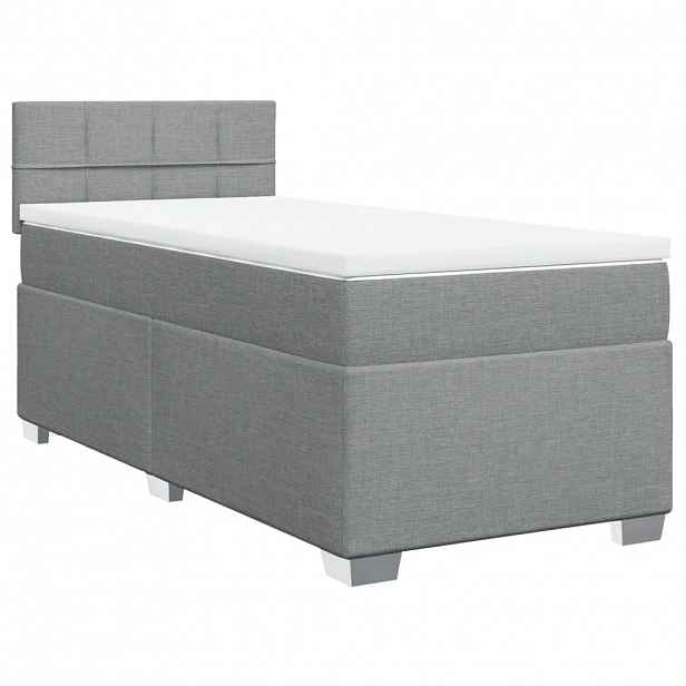 vidaXL Box spring postel s matrací světle šedá 80 x 200 cm textil