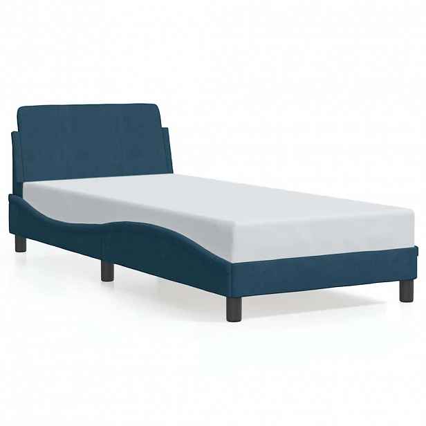 vidaXL Rám postele s čelem Dover modrý 90 x 190 cm samet