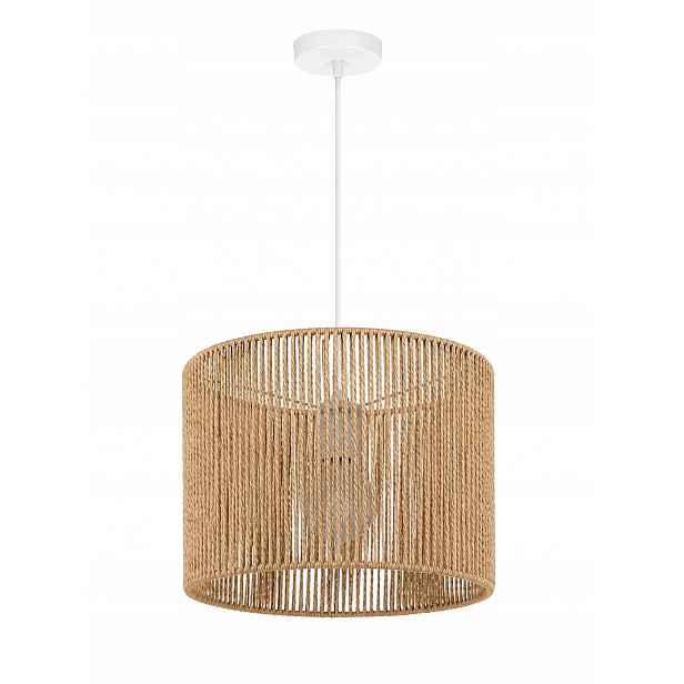 Závěsná lampa Paco Home Hugo PD1 Buena – bílo-přírodní boho lampa E27