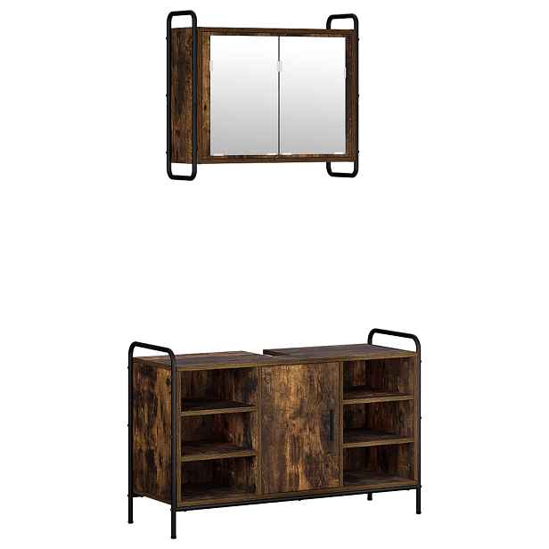 vidaXL Sada koupelnových skříněk 2 ks Kouřový dub 65,5 x 34 x 61 cm