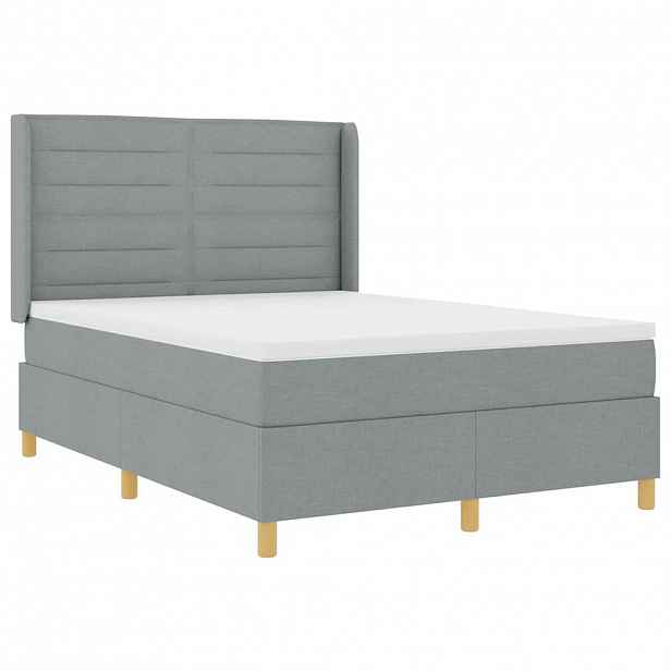 vidaXL Postel s boxspringem s čelo Světle šedá 140 x 190 cm textil
