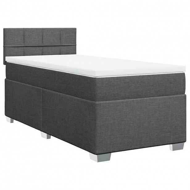 vidaXL Box spring postel s matrací tmavě šedá 80 x 200 cm textil