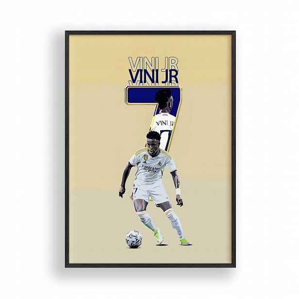 Obraz Vinicius Junior Vini Jr 7 Plakát Rámeček Dřevěný Černý 30x42 cm