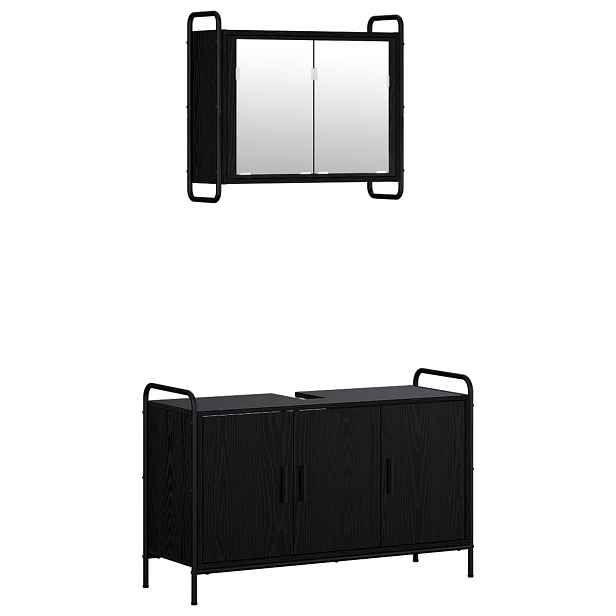 vidaXL Sada koupelnových skříněk 2 ks Černý dub 65,5 x 34 x 61 cm