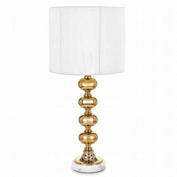 Elegantní stolní lampa se stínítkem – Zlatá a krémová Glamour noční lampa