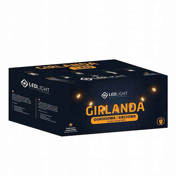 Ledlight Zahradní girlanda Síťová světla Žárovky E27 Vyměnitelné Závěsné 20 m