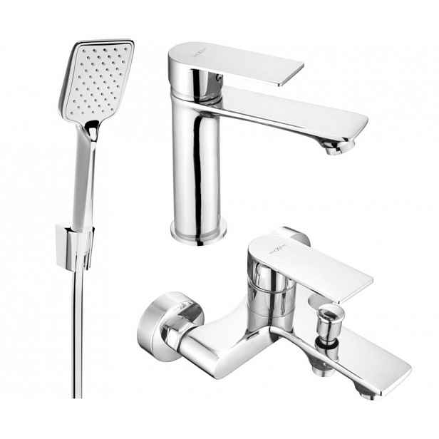 MEXEN - Royo R62 Set umyvadlové a vanové baterie s příslušenstvím, chrom 72203R62-00