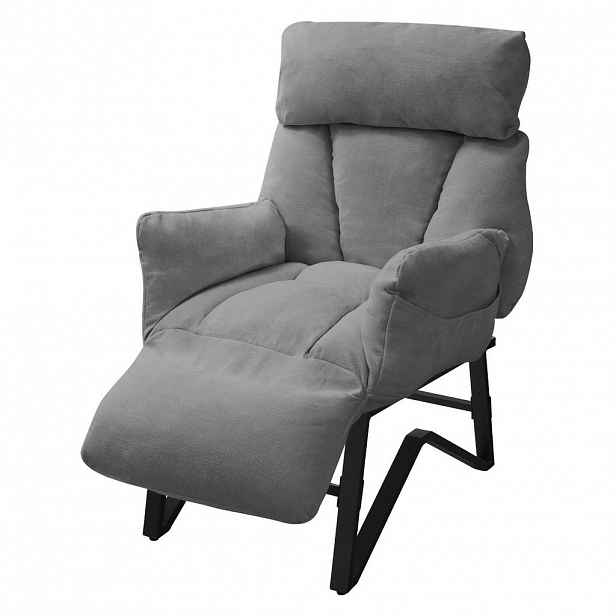 ML-DESIGN KŘESLO s polohovací funkcí, šedé, s plátěným potahem, polohovatelné relaxační křeslo do obývacího pokoje