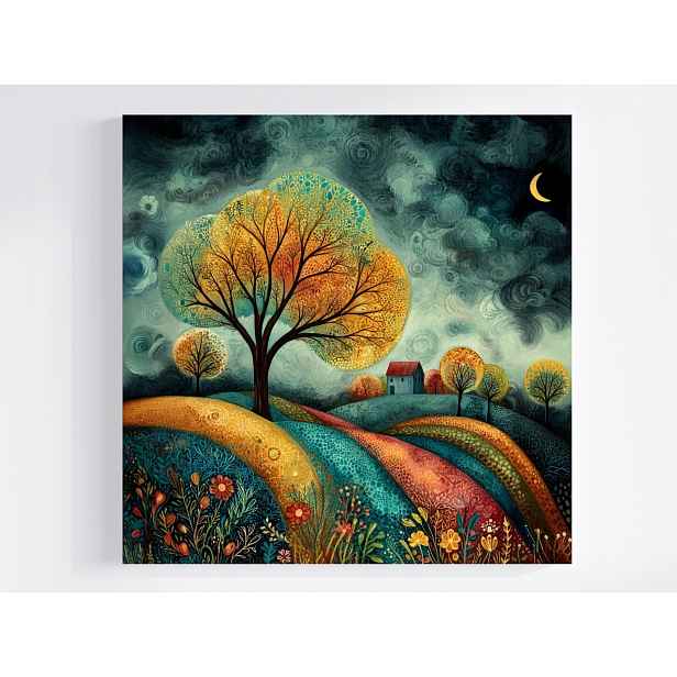 Obraz Na Plátně Canvas Grafika Krajina Podzim Pole Strom 50x50