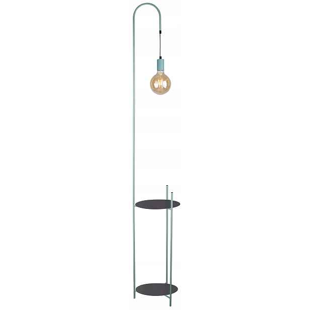 Stojací Lampa Černá+zelená s policemi na knihu