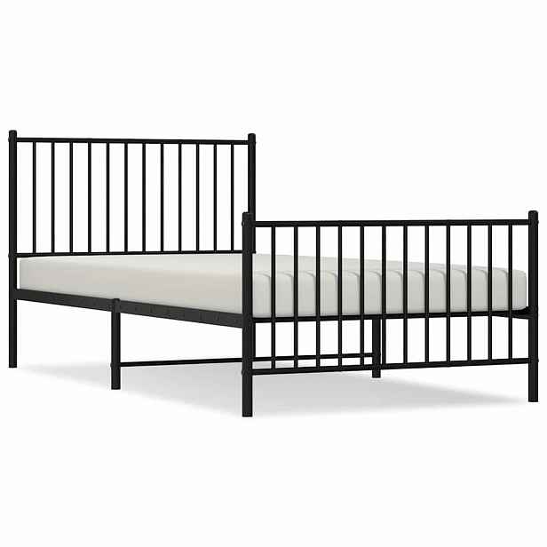 vidaXL Kovový rám postele s hlavovým a nožním čelem černý 100 x 200 cm