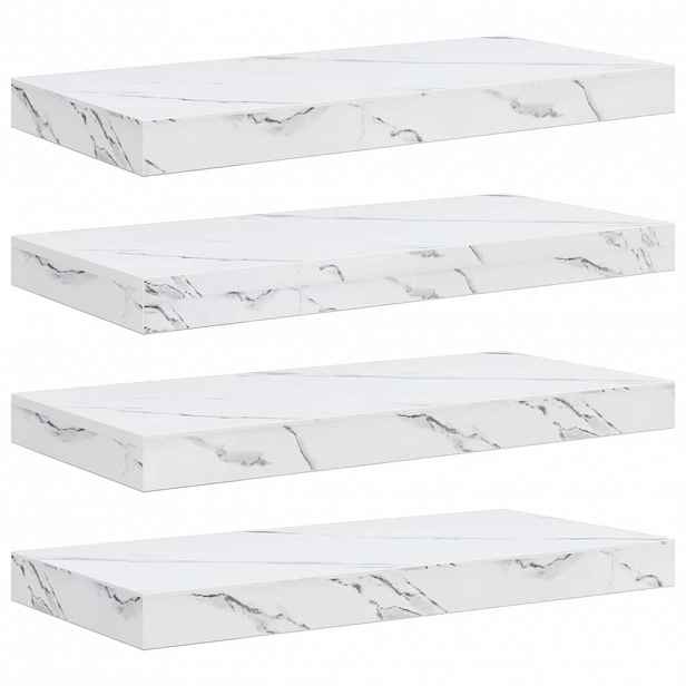 vidaXL Nástěnná polička 4 ks Bílý mramor 50 x 23,5 x 3,8 cm