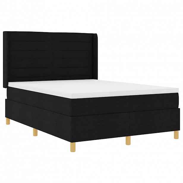 vidaXL Postel s boxspringem s LED pásky Černá 140 x 190 cm textil