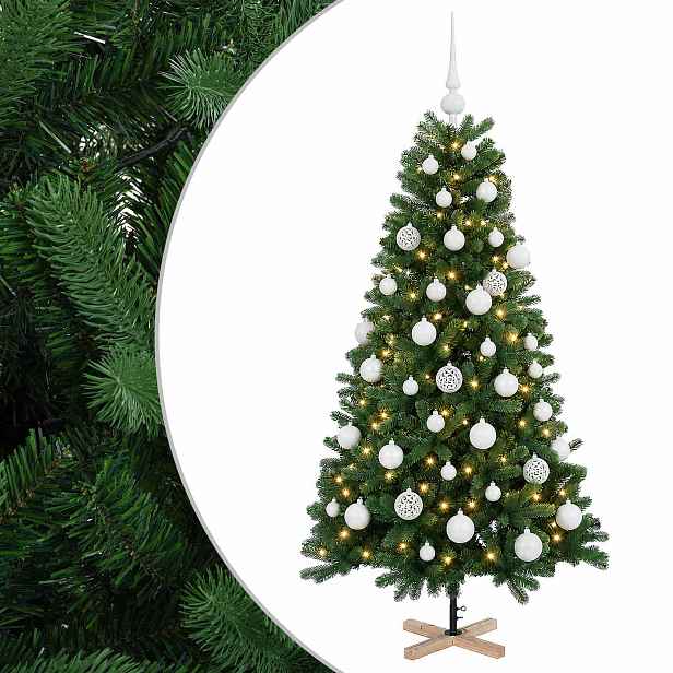 vidaXL Umělý vánoční stromek s vánočními koulemi 150 cm 150 LED