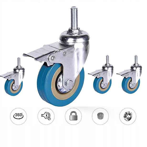 Pojezdová Sada Otočná Kolečka Nábytková Kola Brzda 100 mm Pvc 4 ks