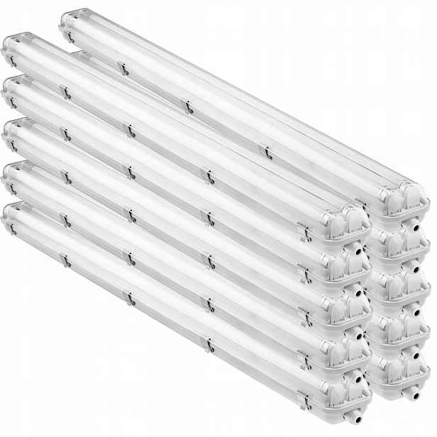 10x Hermetická Led lampa 120 cm s plechem pro zářivky 2x T8 Slim