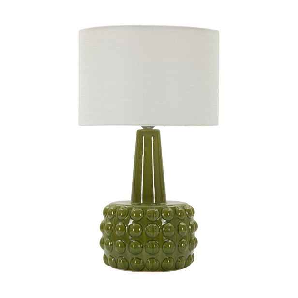Bílá/zelená keramická stolní lampa s textilním stínidlem (výška 51,5 cm) Gress – Mauro Ferretti