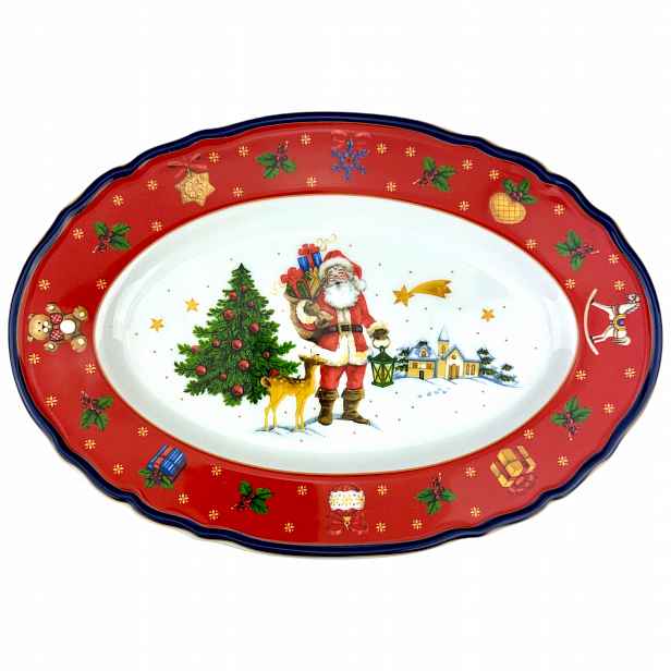 Bogucice Tichá noc oválná porcelánová mísa 32 cm, červená