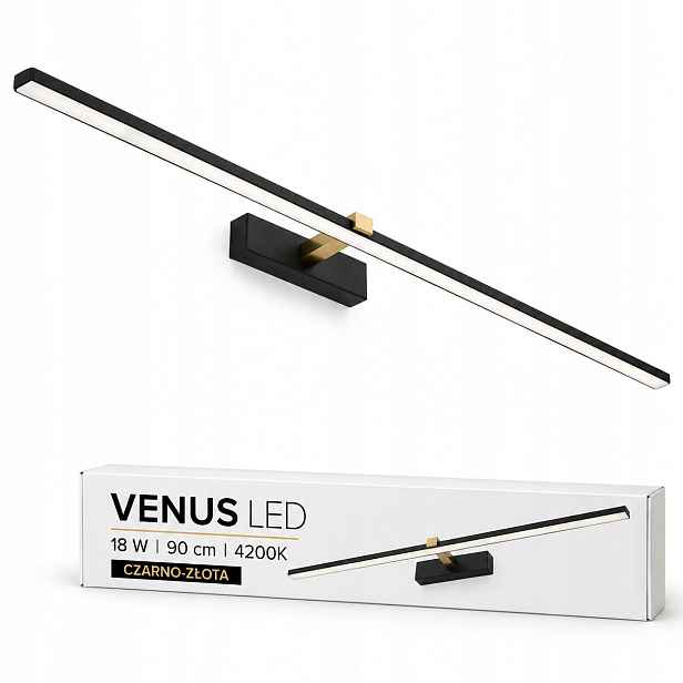 Interiérové Led nástěnné svítidlo Venus 90 cm 18W černo-zlaté 4200K IP44 1100lm nástěnné